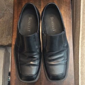 Borelli Black Leather Slip on Dress Shoe Size 10.5